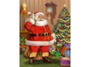 Christmas Santa by the Tree Flag Canvas House Size APH4691CHF