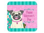 Set of 4 Happy Valentine s Day Pug Foam Coasters VHA3002FC