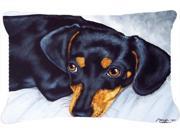 Black and Tan Doxie Dachshund Fabric Decorative Pillow AMB1079PW1216
