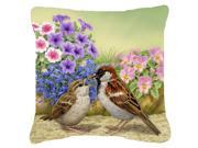 House Sparrows Feeding Time Canvas Decorative Pillow ASAD0700PW1414