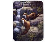 Otters by the Waterfall by Daphne Baxter Glass Cutting Board Large BDBA0293LCB