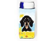 Smooth Black and Tan Dachshund Summer Beach Michelob Ultra beverage Insulator for slim cans BB2083MUK