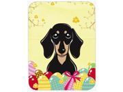 Smooth Black and Tan Dachshund Easter Egg Hunt Glass Cutting Board Large BB1897LCB