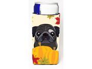 Black Pug Thanksgiving Michelob Ultra beverage Insulator for slim cans BB2069MUK