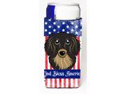 Longhair Black and Tan Dachshund Michelob Ultra beverage Insulator for slim cans BB2143MUK