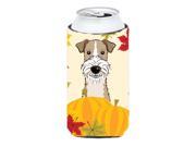 Wire Haired Fox Terrier Thanksgiving Tall Boy beverage Insulator Hugger BB2053TBC