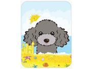 Silver Gray Poodle Summer Beach Glass Cutting Board Large BB2127LCB