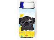 Black Pug Summer Beach Michelob Ultra beverage Insulator for slim cans BB2131MUK