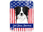 God Bless American Flag with Border Collie Glass Cutting Board Large BB2171LCB