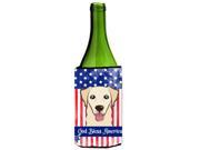God Bless American Flag with Golden Retriever Wine Bottle beverage Insulator Hugger BB2182LITERK