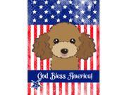 God Bless American Flag with Chocolate Brown Poodle Flag Canvas House Size BB2186CHF