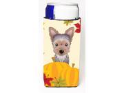 Yorkie Puppy Thanksgiving Michelob Ultra beverage Insulator for slim cans BB2038MUK
