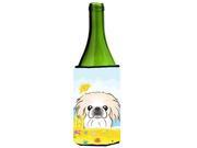 Pekingese Summer Beach Wine Bottle beverage Insulator Hugger BB2089LITERK