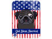 God Bless American Flag with Black Pug Glass Cutting Board Large BB2193LCB