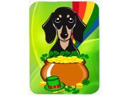 Smooth Black and Tan Dachshund St. Patrick s Day Glass Cutting Board Large BB1959LCB