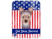 God Bless American Flag with Yorkie Puppy Glass Cutting Board Large BB2162LCB