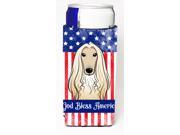 God Bless American Flag with Afghan Hound Michelob Ultra beverage Insulator for slim cans BB2174MUK