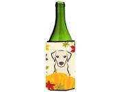 Yellow Labrador Thanksgiving Wine Bottle beverage Insulator Hugger BB2028LITERK