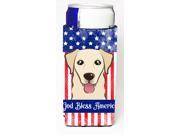 God Bless American Flag with Golden Retriever Michelob Ultra beverage Insulator for slim cans BB2182MUK