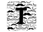 Set of 4 Letter T Moustache Initial Foam Coasters CJ2009 TFC