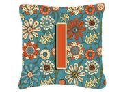 Letter I Flowers Retro Blue Canvas Fabric Decorative Pillow CJ2012 IPW1818