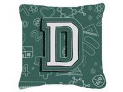 Letter D Back to School Initial Canvas Fabric Decorative Pillow CJ2010 DPW1818