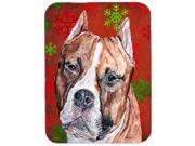 Staffordshire Bull Terrier Staffie Red Snowflakes Holiday Mouse Pad Hot Pad or Trivet SC9752MP