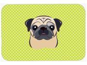 Checkerboard Lime Green Fawn Pug Mouse Pad Hot Pad or Trivet BB1324MP