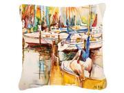 Pelicans and Sailboats Canvas Fabric Decorative Pillow JMK1238PW1818