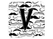 Set of 4 Letter V Moustache Initial Foam Coasters CJ2009 VFC