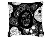 Letter O Day of the Dead Skulls Black Canvas Fabric Decorative Pillow CJ2008 OPW1414