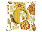 Letter O Floral Mustard and Green Canvas Fabric Decorative Pillow CJ2003 OPW1818