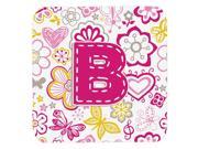 Set of 4 Letter B Flowers and Butterflies Pink Foam Coasters CJ2005 BFC