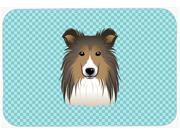 Checkerboard Blue Sheltie Mouse Pad Hot Pad or Trivet BB1180MP