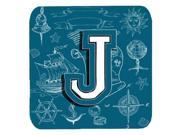Set of 4 Letter J Sea Doodles Initial Alphabet Foam Coasters CJ2014 JFC