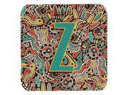Set of 4 Letter Z Retro Tribal Alphabet Initial Foam Coasters CJ2013 ZFC