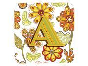Set of 4 Letter A Floral Mustard and Green Foam Coasters CJ2003 AFC