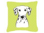 Checkerboard Lime Green Dalmatian Canvas Fabric Decorative Pillow BB1272PW1414