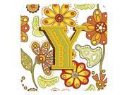 Set of 4 Letter Y Floral Mustard and Green Foam Coasters CJ2003 YFC