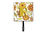 Letter R Floral Mustard and Green Leash or Key Holder CJ2003 RSH4