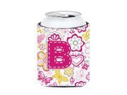 Letter B Flowers and Butterflies Pink Can or Bottle Hugger CJ2005 BCC
