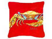 Crab Blue on Red Sr Canvas Fabric Decorative Pillow MW1116PW1414