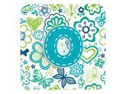 Set of 4 Letter O Flowers and Butterflies Teal Blue Foam Coasters CJ2006 OFC