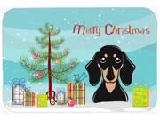 Christmas Tree and Smooth Black and Tan Dachshund Kitchen or Bath Mat 24x36 BB1587JCMT