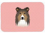 Checkerboard Pink Sheltie Mouse Pad Hot Pad or Trivet BB1242MP
