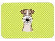 Checkerboard Lime Green Wire Haired Fox Terrier Mouse Pad Hot Pad or Trivet BB1309MP