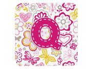 Set of 4 Letter Q Flowers and Butterflies Pink Foam Coasters CJ2005 QFC