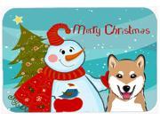 Snowman with Shiba Inu Mouse Pad Hot Pad or Trivet BB1845MP
