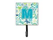 Letter M Flowers and Butterflies Teal Blue Leash or Key Holder CJ2006 MSH4