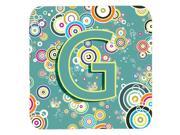 Set of 4 Letter G Circle Circle Teal Initial Alphabet Foam Coasters CJ2015 GFC